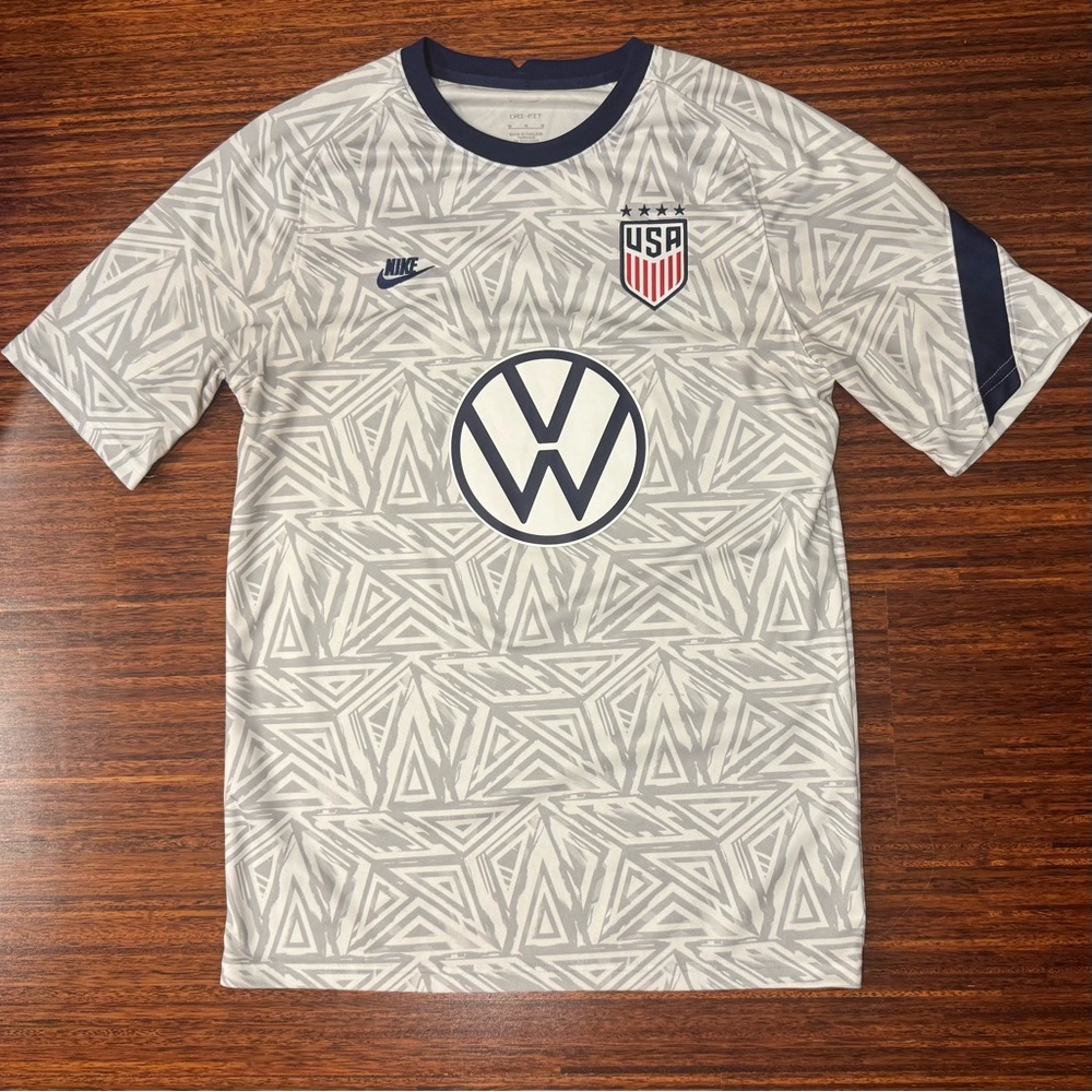 United States Soccer Shirt Mens Medium Gray Nike Dri Fit Training Top Pre Match